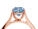 Rose gold Fancy Blue Cushion  Solitaire Heart Prong Engagement Ring with Tapered Band_76
