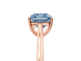 Rose gold Fancy Blue Cushion  Solitaire Heart Prong Engagement Ring with Tapered Band_77
