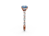 Rose gold Fancy Blue Cushion  Solitaire Marquise Side Stone Prong Setting Ring_46