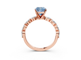 Rose gold Fancy Blue Cushion  Solitaire Marquise Side Stone Prong Setting Ring_47
