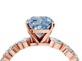 Rose gold Fancy Blue Cushion  Solitaire Marquise Side Stone Prong Setting Ring_48