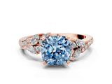 Rose gold Fancy Blue Cushion  Solitaire Marquise Twist Band with Six-Prong Setting_75