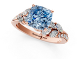 Rose gold Fancy Blue Cushion  Solitaire Marquise Twist Band with Six-Prong Setting_76