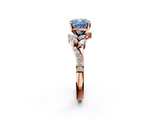 Rose gold Fancy Blue Cushion  Solitaire Marquise Twist Band with Six-Prong Setting_77