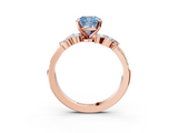 Rose gold Fancy Blue Cushion  Solitaire Marquise Twist Band with Six-Prong Setting_78