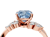 Rose gold Fancy Blue Cushion  Solitaire Marquise Twist Band with Six-Prong Setting_79