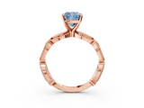 Rose gold Fancy Blue Cushion  Solitaire Milgrain Diamond Engagement Ring with Bezel and Marquise Band_141