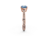 Rose gold Fancy Blue Cushion  Solitaire Pavé Band Prong Setting Ring_22