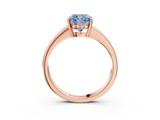 Rose gold Fancy Blue Cushion  Solitaire Pavé Band Prong Setting Ring_23