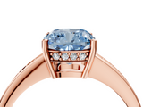 Rose gold Fancy Blue Cushion  Solitaire Pavé Band Prong Setting Ring_24