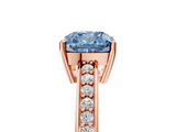 Rose gold Fancy Blue Cushion  Solitaire Pavé Band Prong Setting Ring_25