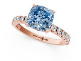 Rose gold Fancy Blue Cushion  Solitaire Pavé Band with Four-Prong Setting_157