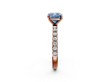 Rose gold Fancy Blue Cushion  Solitaire Pavé Band with Four-Prong Setting_158