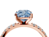 Rose gold Fancy Blue Cushion  Solitaire Pavé Band with Four-Prong Setting_160