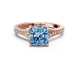 Rose gold Fancy Blue Cushion  Solitaire Pavé Band with Four-Prong Setting_44