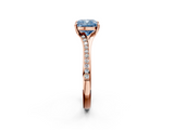 Rose gold Fancy Blue Cushion  Solitaire Pavé Band with Four-Prong Setting_46