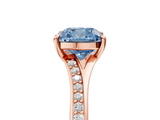 Rose gold Fancy Blue Cushion  Solitaire Pavé Band with Four-Prong Setting_49