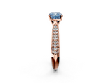 Rose gold Fancy Blue Cushion  Solitaire Pavé Diamond Engagement Ring with Four-Prong Setting_158