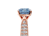 Rose gold Fancy Blue Cushion  Solitaire Pavé Diamond Engagement Ring with Four-Prong Setting_161