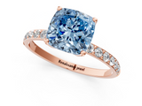 Rose gold Fancy Blue Cushion  Solitaire Pavé Diamond Engagement Ring with Four-Prong Setting_26