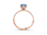 Rose gold Fancy Blue Cushion  Solitaire Pavé Diamond Engagement Ring with Four-Prong Setting_28
