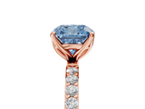 Rose gold Fancy Blue Cushion  Solitaire Pavé Diamond Engagement Ring with Four-Prong Setting_30