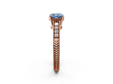 Rose gold Fancy Blue Cushion  Solitaire Pavé Diamond Milgrain Engagement Ring with Four-Prong Setting_5