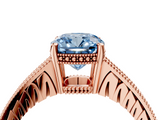 Rose gold Fancy Blue Cushion  Solitaire Pavé Diamond Milgrain Engagement Ring with Four-Prong Setting_7