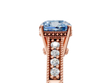 Rose gold Fancy Blue Cushion  Solitaire Pavé Diamond Milgrain Engagement Ring with Four-Prong Setting_8