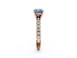 Rose gold Fancy Blue Cushion  Solitaire Pave Diamond Engagement Ring with Four-Prong Setting_349
