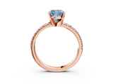 Rose gold Fancy Blue Cushion  Solitaire Pave Diamond Engagement Ring with Four-Prong Setting_350