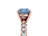 Rose gold Fancy Blue Cushion  Solitaire Pave Diamond Engagement Ring with Four-Prong Setting_352