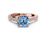 Rose gold Fancy Blue Cushion  Solitaire Pave Diamond Engagement Ring with Prong Setting_20