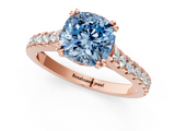 Rose gold Fancy Blue Cushion  Solitaire Pave Diamond Engagement Ring with Prong Setting_21