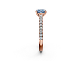 Rose gold Fancy Blue Cushion  Solitaire Pave Diamond Engagement Ring with Prong Setting_22
