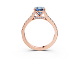 Rose gold Fancy Blue Cushion  Solitaire Pave Diamond Engagement Ring with Prong Setting_23