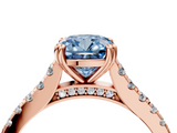 Rose gold Fancy Blue Cushion  Solitaire Pave Diamond Engagement Ring with Prong Setting_24