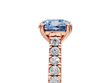Rose gold Fancy Blue Cushion  Solitaire Pave Diamond Engagement Ring with Prong Setting_25