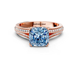 Rose gold Fancy Blue Cushion  Solitaire Pave Split Shank Engagement Ring with Six-Prong Setting_38