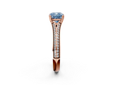 Rose gold Fancy Blue Cushion  Solitaire Pave Split Shank Engagement Ring with Six-Prong Setting_40