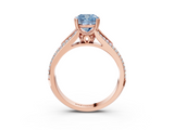 Rose gold Fancy Blue Cushion  Solitaire Pave Split Shank Engagement Ring with Six-Prong Setting_41