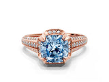Rose gold Fancy Blue Cushion  Solitaire Pave Split Shank Ring with Four-Prong Setting_87
