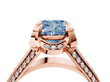 Rose gold Fancy Blue Cushion  Solitaire Pave Split Shank Ring with Four-Prong Setting_91