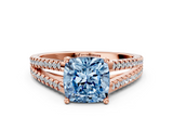 Rose gold Fancy Blue Cushion  Solitaire Split Shank Pavé Diamond Engagement Ring_387