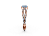Rose gold Fancy Blue Cushion  Solitaire Split Shank Pavé Diamond Engagement Ring_389