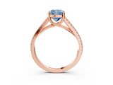 Rose gold Fancy Blue Cushion  Solitaire Split Shank Pavé Diamond Engagement Ring_390