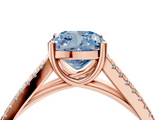 Rose gold Fancy Blue Cushion  Solitaire Split Shank Pavé Diamond Engagement Ring_391
