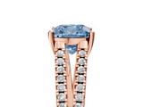 Rose gold Fancy Blue Cushion  Solitaire Split Shank Pavé Diamond Engagement Ring_392