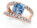 Rose gold Fancy Blue Cushion  Solitaire Split Shank Pave Diamond Ring_50