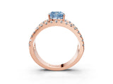 Rose gold Fancy Blue Cushion  Solitaire Split Shank Pave Diamond Ring_52